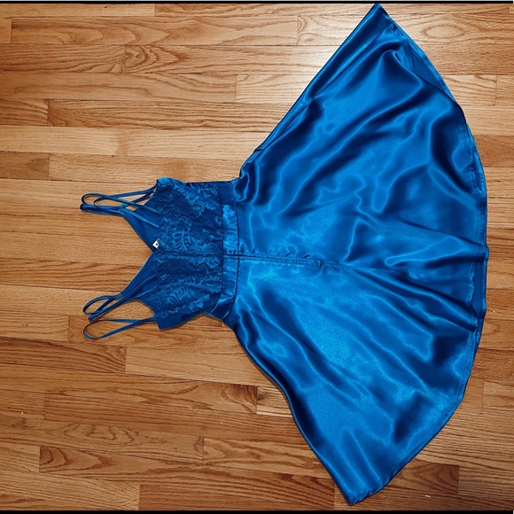 City Studio Juniors Lace Back & Flare Party Dress - Picture 4 of 5